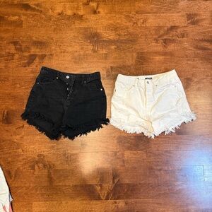 Wild Fable Black and White Frayed Jean Shorts